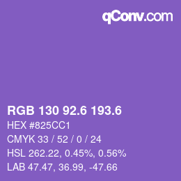 カラーコード: RGB 130 92.6 193.6 | qconv.com