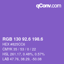 カラーコード: RGB 130 92.6 198.6 | qconv.com