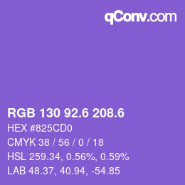 カラーコード: RGB 130 92.6 208.6 | qconv.com