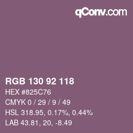 颜色代码: RGB 130 92 118 | qconv.com
