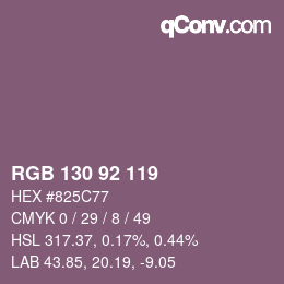 颜色代码: RGB 130 92 119 | qconv.com