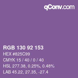 颜色代码: RGB 130 92 153 | qconv.com