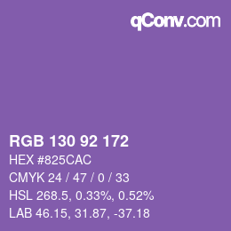 Color code: RGB 130 92 172 | qconv.com
