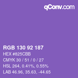 カラーコード: RGB 130 92 187 | qconv.com