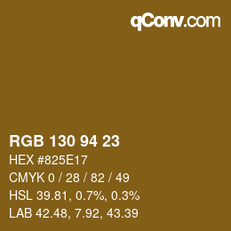 颜色代码: RGB 130 94 23 | qconv.com