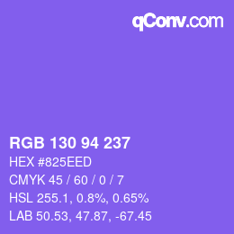 Color code: RGB 130 94 237 | qconv.com