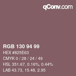 Color code: RGB 130 94 99 | qconv.com