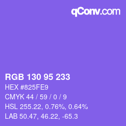 颜色代码: RGB 130 95 233 | qconv.com