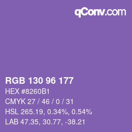 颜色代码: RGB 130 96 177 | qconv.com
