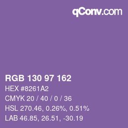 Color code: RGB 130 97 162 | qconv.com