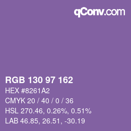 カラーコード: RGB 130 97 162 | qconv.com