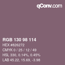 Color code: RGB 130 98 114 | qconv.com
