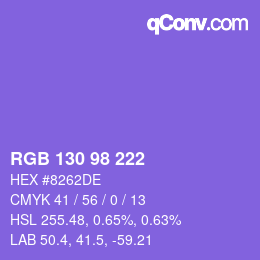 カラーコード: RGB 130 98 222 | qconv.com
