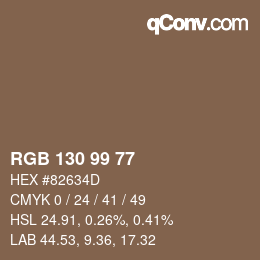 Color code: RGB 130 99 77 | qconv.com