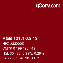 カラーコード: RGB 131.1 0.8 13 | qconv.com