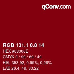 カラーコード: RGB 131.1 0.8 14 | qconv.com
