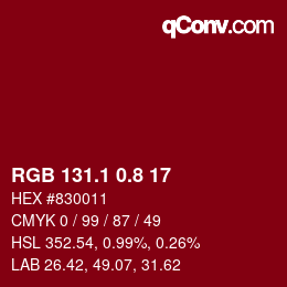 カラーコード: RGB 131.1 0.8 17 | qconv.com