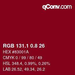 カラーコード: RGB 131.1 0.8 26 | qconv.com