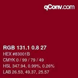 カラーコード: RGB 131.1 0.8 27 | qconv.com