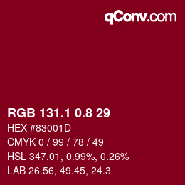 カラーコード: RGB 131.1 0.8 29 | qconv.com