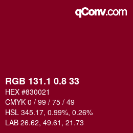 カラーコード: RGB 131.1 0.8 33 | qconv.com