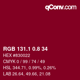 カラーコード: RGB 131.1 0.8 34 | qconv.com