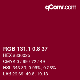 カラーコード: RGB 131.1 0.8 37 | qconv.com