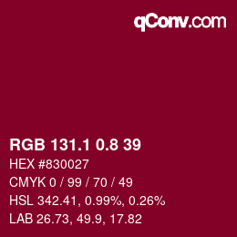 カラーコード: RGB 131.1 0.8 39 | qconv.com