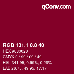 カラーコード: RGB 131.1 0.8 40 | qconv.com