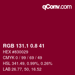 カラーコード: RGB 131.1 0.8 41 | qconv.com