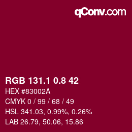 カラーコード: RGB 131.1 0.8 42 | qconv.com