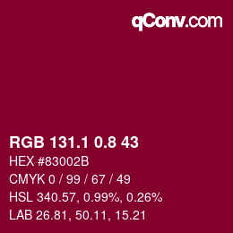 カラーコード: RGB 131.1 0.8 43 | qconv.com