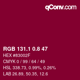 カラーコード: RGB 131.1 0.8 47 | qconv.com