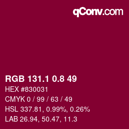 カラーコード: RGB 131.1 0.8 49 | qconv.com