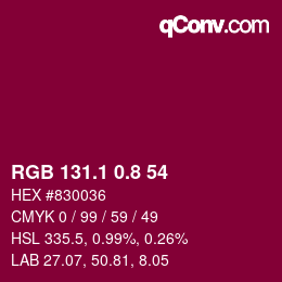 カラーコード: RGB 131.1 0.8 54 | qconv.com
