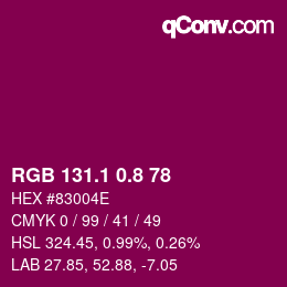 カラーコード: RGB 131.1 0.8 78 | qconv.com