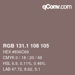 Color code: RGB 131.1 108 105 | qconv.com