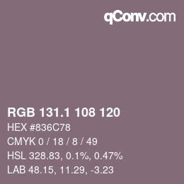 カラーコード: RGB 131.1 108 120 | qconv.com