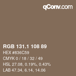 Color code: RGB 131.1 108 89 | qconv.com