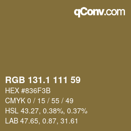 カラーコード: RGB 131.1 111 59 | qconv.com