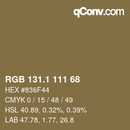 カラーコード: RGB 131.1 111 68 | qconv.com