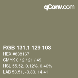 カラーコード: RGB 131.1 129 103 | qconv.com