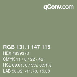 Color code: RGB 131.1 147 115 | qconv.com