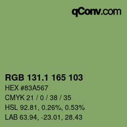 カラーコード: RGB 131.1 165 103 | qconv.com