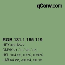 カラーコード: RGB 131.1 165 119 | qconv.com