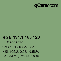 Color code: RGB 131.1 165 120 | qconv.com