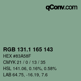 Color code: RGB 131.1 165 143 | qconv.com