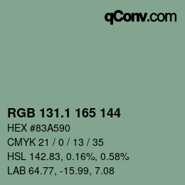 カラーコード: RGB 131.1 165 144 | qconv.com