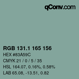 カラーコード: RGB 131.1 165 156 | qconv.com