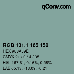 カラーコード: RGB 131.1 165 158 | qconv.com